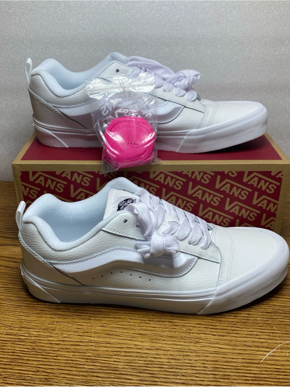 Vans Knu Skool Leather True White Skate Shoes W/ Extra Laces Men’s Size 11.5 NEW